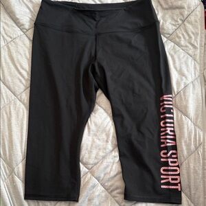 Victoria's Secret Black Capris with Pink Logo
